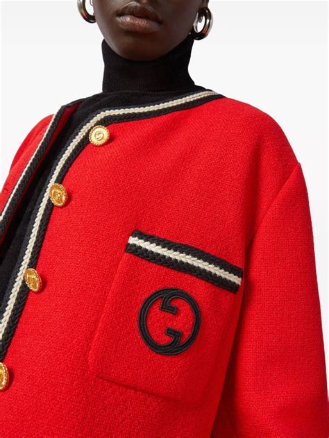 gucci red tweed coat